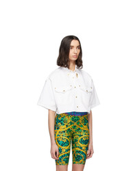Versace Jeans Couture White Denim Cropped Shirt