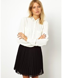 Asos Blouse With Floral Embellished Collar
