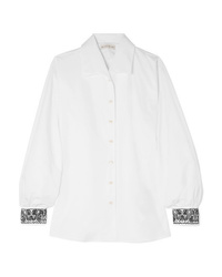Etro Embellished Embroidered Cotton Poplin Shirt
