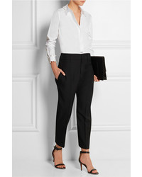 DKNY Faux Pearl Embellished Stretch Cotton Shirt