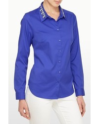NYDJ Fit Solution Long Sleeve Shirt With Embellished Collar
