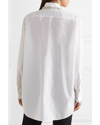Prada Oversized Crystal Embellished Cotton Poplin Shirt