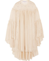 Sonia Rykiel Embellished Open Knit Mini Dress White