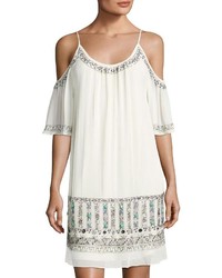 French Connection Island Maze Embellished Dress Off White