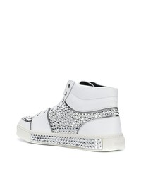 Balmain Crystal Embellished Hi Top Sneakers