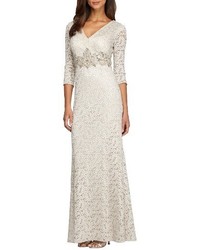 Alex Evenings Embellished Lace Column Gown