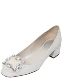 White Embellished Lace Pumps