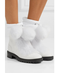Jimmy Choo Glacie Shearling Pompom Embellished Leather Ankle Boots