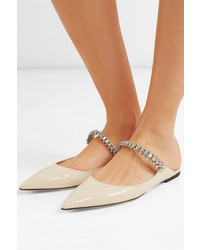 Jimmy Choo Bing Crystal Embellished Patent Leather Slippers