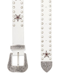 Marc Jacobs Embellished Leather Belt White