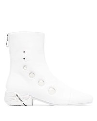 White Embellished Leather Chelsea Boots