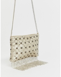 Miss Selfridge Cross Body Bag With Sequins In White