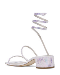 Rene Caovilla Cleo Crystal Embellished Satin And Leather Sandals