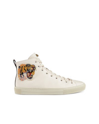 Gucci Leather High Tops With Tiger