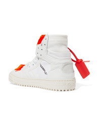 Off-White Off Court Logo Embellished Canvas And Leather High Top Sneakers
