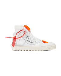 Off-White Off Court Logo Embellished Canvas And Leather High Top Sneakers