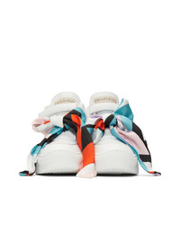 Emilio Pucci White Scarf Embellished High Top Sneakers