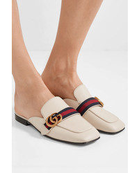 Gucci Logo Embellished Leather Slippers