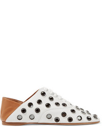 Acne Studios Mika Crystal Embellished Leather Loafers Off White