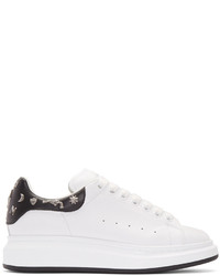 White Embellished Leather Low Top Sneakers