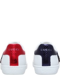 Gucci Ace Snake Embroidered Leather Trainers