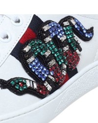 Gucci Ace Snake Embroidered Leather Trainers