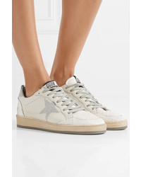 Golden Goose Deluxe Brand Ball Star Glittered Distressed Leather Sneakers