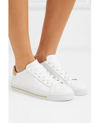 Rene Caovilla Crystal Embellished Suede And Leather Sneakers