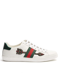 Gucci New Ace Arow Embroidered Leather Trainers