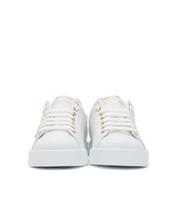 Dolce And Gabbana White And Gold Pearl Sneakers