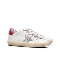 Golden Goose Deluxe Brand White Glitter Leather Sneakers