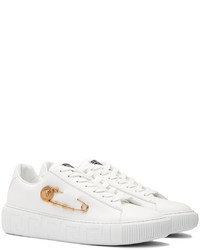 Versace White Safety Pin Sneakers
