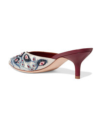 Malone Souliers Portia 45 Embellished Satin And Leather Mules