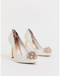 Ted Baker Ivory Stain Embellished Heeled Court Shoes