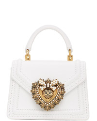 White Embellished Leather Satchel Bag