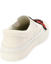 Miu Miu Leather Embellished Slip On Sneaker