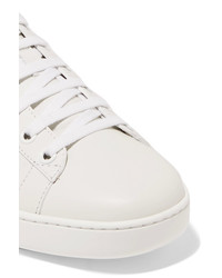Gucci Ace Watersnake Trimmed Embellished Leather Sneakers White
