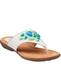 Clarks Roya Kim Off White Leather Thong Sandals