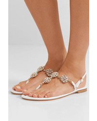 Musa Crystal Embellished Textured Leather Sandals