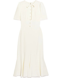 Dolce & Gabbana Bow Embellished Cady Midi Dress White