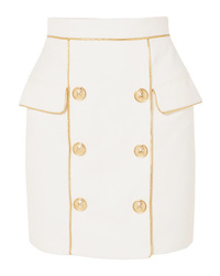 Balmain Button Embellished Woven Mini Skirt