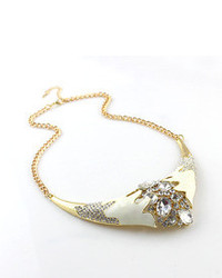 White Gemstone Gold Collar Necklace