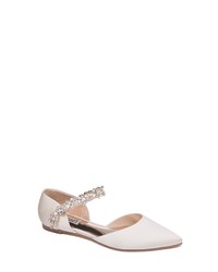 White Embellished Satin Ballerina Shoes