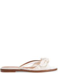 White Embellished Satin Sandals