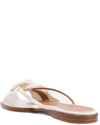 The Row April Bow Embellished Silk Satin Sandals Off White