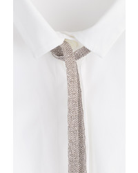 Brunello Cucinelli Cotton Shirt With Embellished Tie