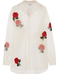 Ashish Embellished Appliqud Silk Organza Shirt White