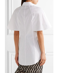 Lela Rose Embellished Cotton Poplin Shirt White