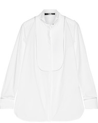 Karl Lagerfeld Plastron Embellished Cotton Poplin Shirt White