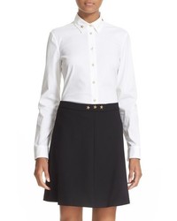 RED Valentino Star Heart Embellished Stretch Cotton Shirt